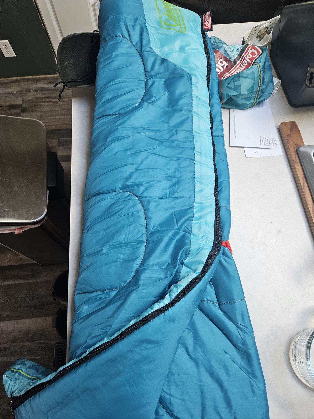 Coleman Teal and Light Teal Mummy Sleeping Bag